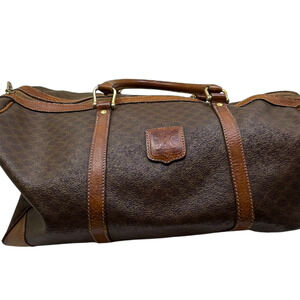 Celine Boston Bag Brown Macadam Canvas Duffle Bag